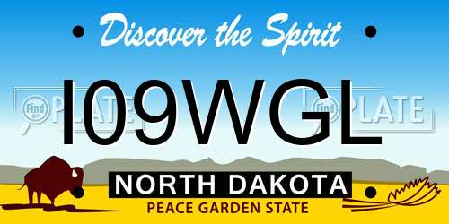 I09WGL North Dakota License Plate