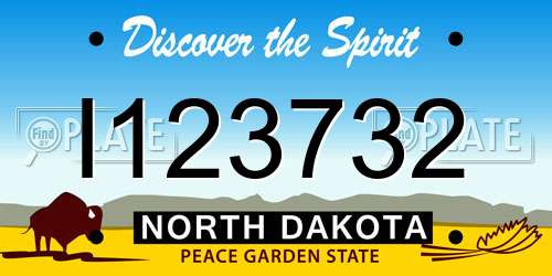 I123732 North Dakota License Plate