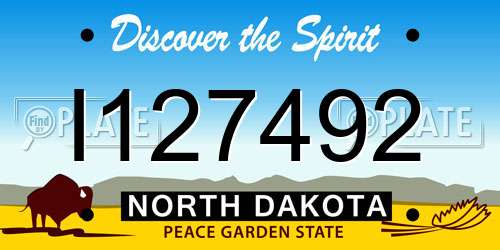 I127492 North Dakota License Plate