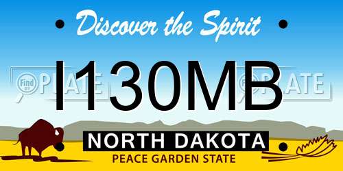 I130MB North Dakota License Plate