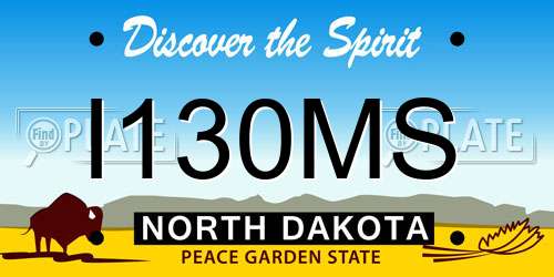 I130MS North Dakota License Plate