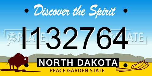 I132764 North Dakota License Plate