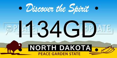 I134GD North Dakota License Plate