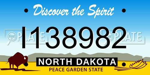 I138982 North Dakota License Plate