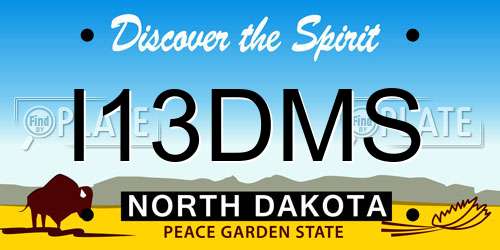 I13DMS North Dakota License Plate