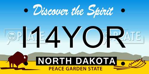 I14YOR North Dakota License Plate