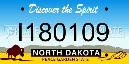 I180109 North Dakota License Plate
