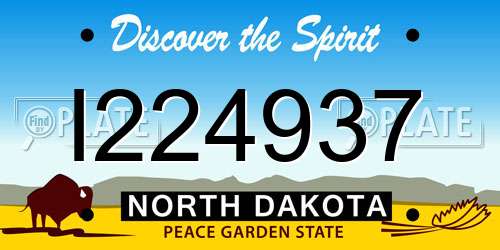 I224937 North Dakota License Plate