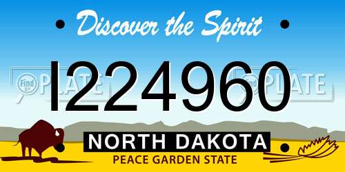I224960 North Dakota License Plate