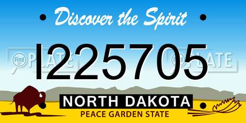 I225705 North Dakota License Plate