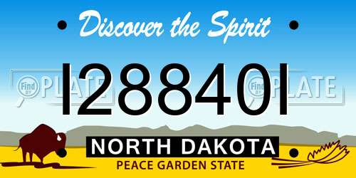 I28840I North Dakota License Plate