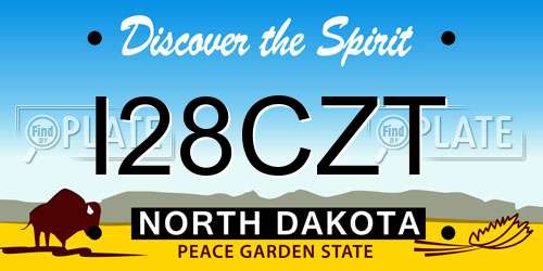 I28CZT North Dakota License Plate
