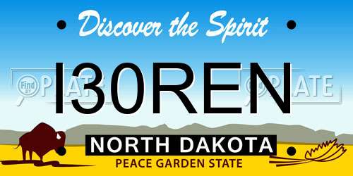I30REN North Dakota License Plate