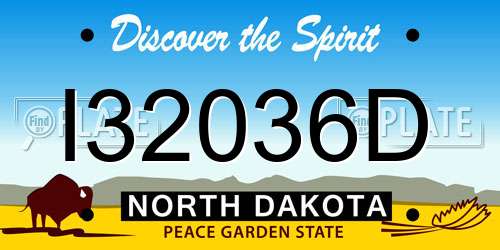 I32036D North Dakota License Plate