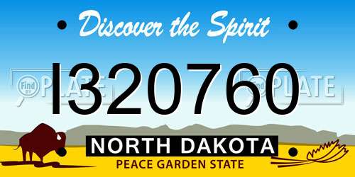 I320760 North Dakota License Plate