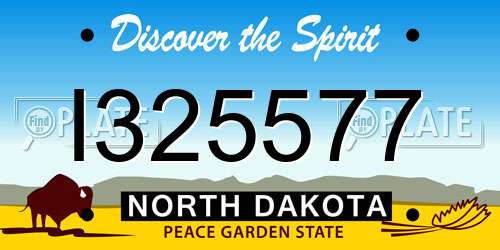I325577 North Dakota License Plate