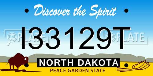 I33129T North Dakota License Plate