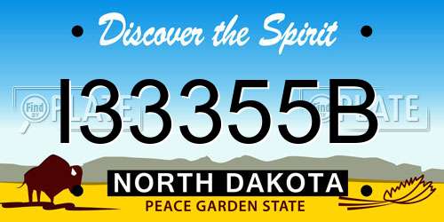 I33355B North Dakota License Plate