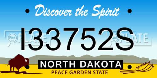 I33752S North Dakota License Plate