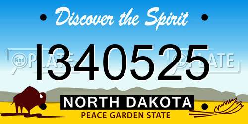 I340525 North Dakota License Plate