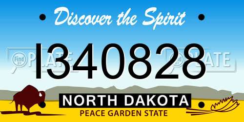 I340828 North Dakota License Plate