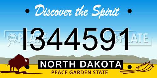 I344591 North Dakota License Plate