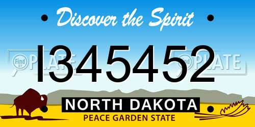 I345452 North Dakota License Plate