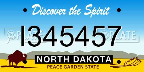 I345457 North Dakota License Plate