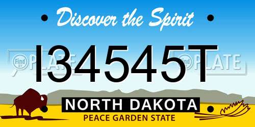 I34545T North Dakota License Plate