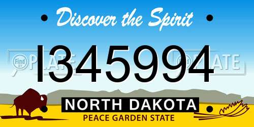 I345994 North Dakota License Plate