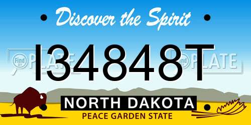 I34848T North Dakota License Plate