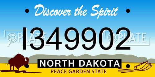 I349902 North Dakota License Plate