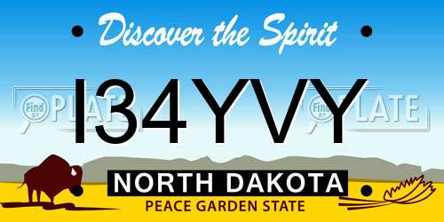 I34YVY North Dakota License Plate