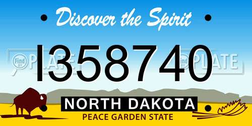 I358740 North Dakota License Plate