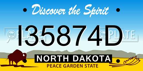 I35874D North Dakota License Plate