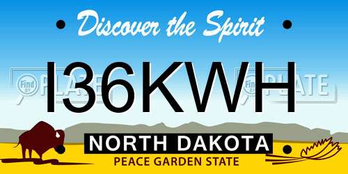 I36KWH North Dakota License Plate