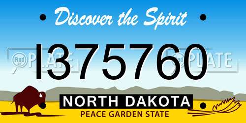 I375760 North Dakota License Plate