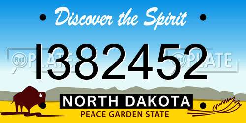 I382452 North Dakota License Plate