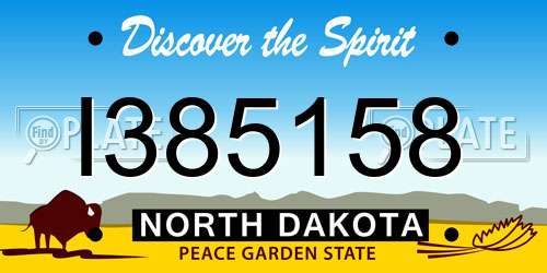 I385158 North Dakota License Plate