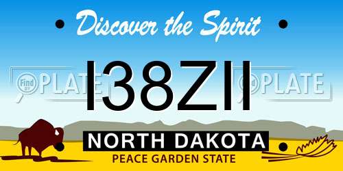 I38ZII North Dakota License Plate