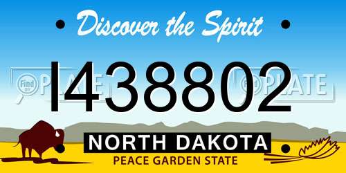 I438802 North Dakota License Plate