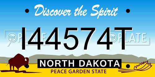 I44574T North Dakota License Plate