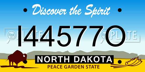 I44577O North Dakota License Plate