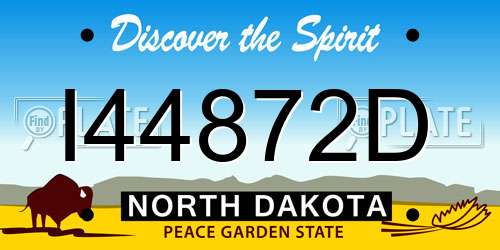 I44872D North Dakota License Plate