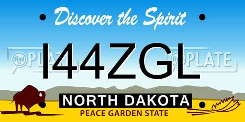 I44ZGL North Dakota License Plate