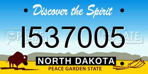I537005 North Dakota License Plate