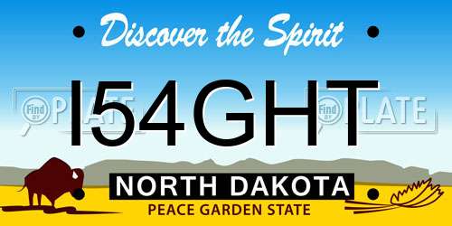 I54GHT North Dakota License Plate