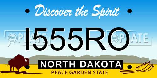I555RO North Dakota License Plate