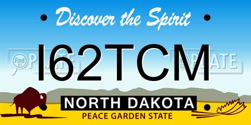 I62TCM North Dakota License Plate