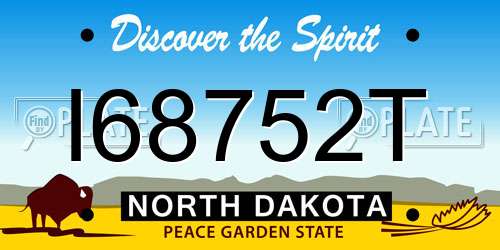 I68752T North Dakota License Plate